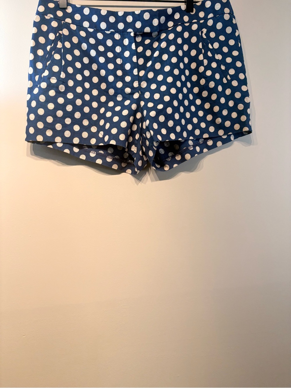 J. Crew Blue and White Polka Dot High-Rise Shorts